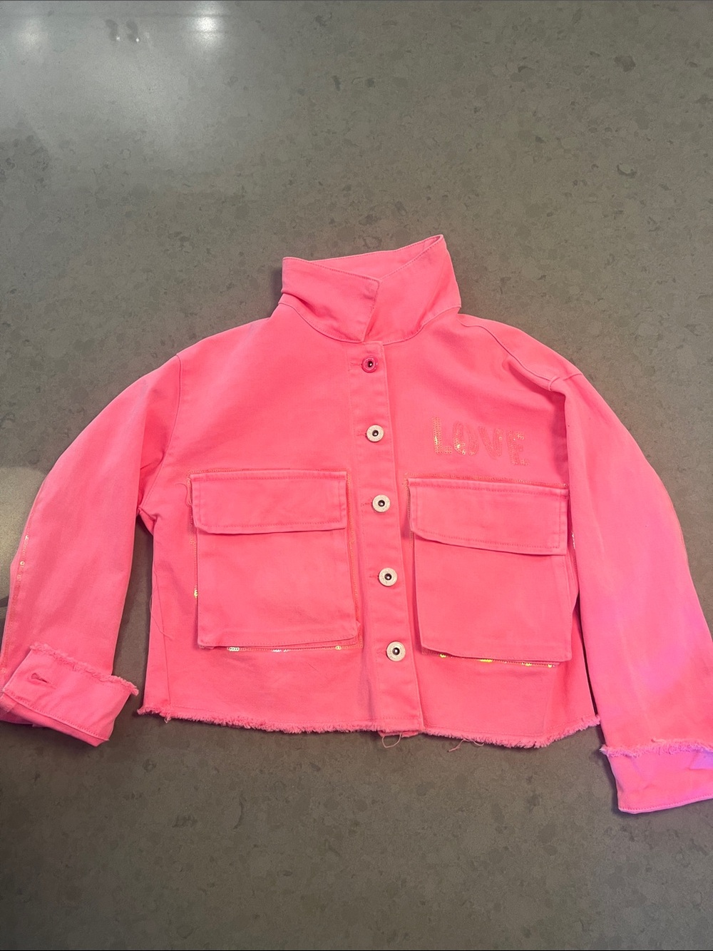 Billieblush France hot Pink Jean jacket worn TWICE